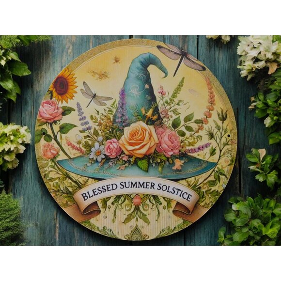 Blessed Summer Solstice Metal Tin Sign 8x8 Pagan Litha Decor - Picture 6 of 10